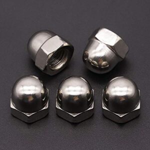 #8-32 (50 PCS) Acorn Hex Cap Nuts Locknuts, 304 Stainless Steel, Bright Finish