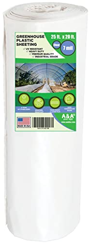 A&A 7 mil Greenhouse Plastic Film 5 Year Clear Polyethylene Cover UV Resistant - Heavy Duty - Premium Quality (25 ft. x 20 ft.)