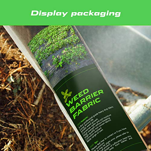 CHENBAIYI Garden Weed Barrier Landscape Fabric Durable Ground Cover, Garden Landscaping Fabric Roll Easy Setup and Superior, Eco-Friendly & Convenient Design 3ft x 100ft, 3oz