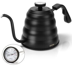 pour over coffee kettle - black gooseneck kettle with thermometer - premium stainless steel coffee maker tea pot, update triple layered base for all stovetops, 40 floz/1200ml