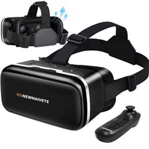 vr headsets compatible with iphone & android phones - vr set incl. remote control for 4.7”-6.53” cell phone, 3d virtual reality goggles glasses gift for kids and adults for 3d gaming and videos