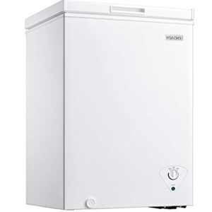 Igloo 3.5 Cu. Ft. Chest Freezer with Removable Basket and Front Defrost Water Drain,  Small Deep Freezer Perfect for Homes, Garages, and RVs, White