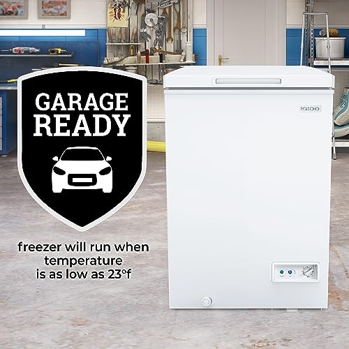 Igloo 3.5 Cu. Ft. Chest Freezer with Removable Basket and Front Defrost Water Drain,  Small Deep Freezer Perfect for Homes, Garages, and RVs, White