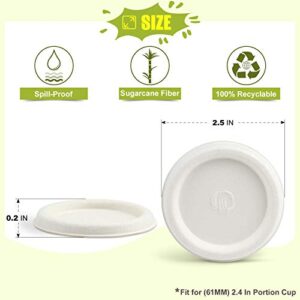 Green Earth, 2 oz Bagasse Compostable Cup Lids, Biodegradable Sugarcane Fiber Material, White, 50-Pack