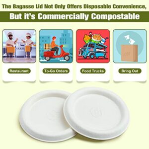 Green Earth, 2 oz Bagasse Compostable Cup Lids, Biodegradable Sugarcane Fiber Material, White, 50-Pack