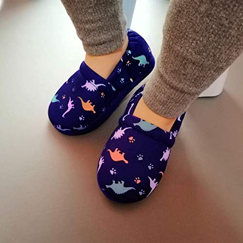 MIXIN Little Kids Boys Indoor House Slip-on Slippers Soft Kids Slippers Boys with Warm Memory Foam Dark Blue 4-5 Big Kid