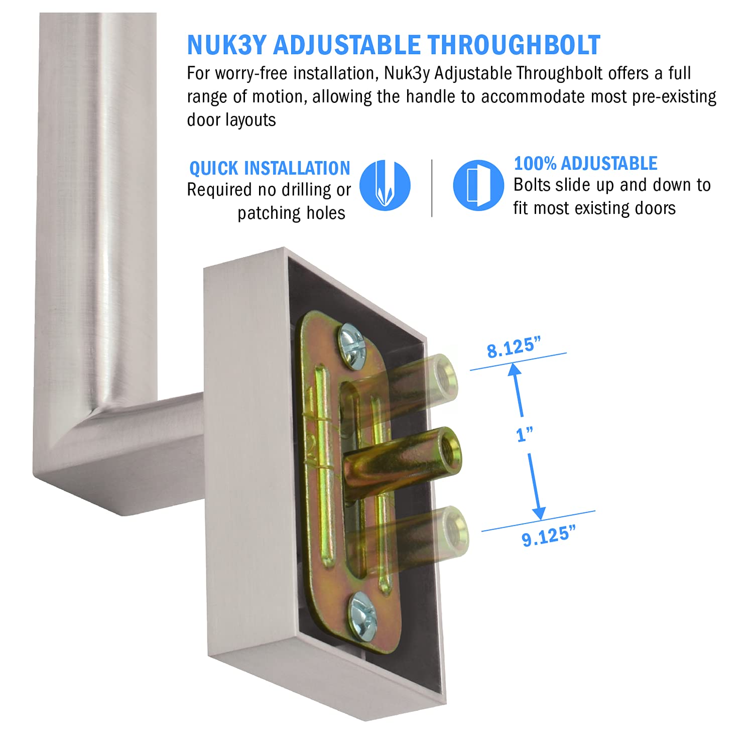 Nuk3y Haven Modern Handleset Front Door Entry Handle and Deadbolt with Reversible Inside Lever Trim (Square Hulk Lever Trim, Satin Nickel)