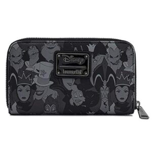 Loungefly Disney Villains Debossed All Over Print Zip Around Wallet Compact