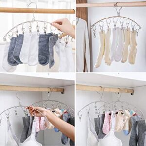 AmtBety 3 Pack Clothes Drying Rack with 12 Clips,Folding Stainless Steel Drying Hanger for Drying Socks,Drying Towels, Hat,Scarf,Diapers,Handkerchief,Bras, Baby Clothes,Lingerie,Socks,Gloves