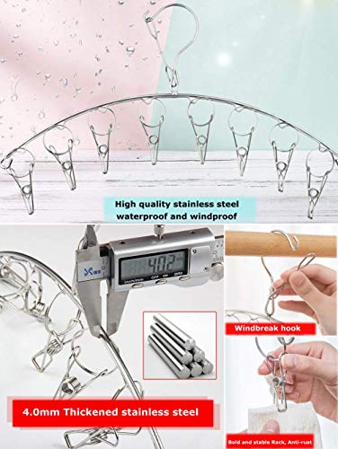 AmtBety 3 Pack Clothes Drying Rack with 12 Clips,Folding Stainless Steel Drying Hanger for Drying Socks,Drying Towels, Hat,Scarf,Diapers,Handkerchief,Bras, Baby Clothes,Lingerie,Socks,Gloves