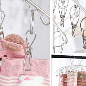 AmtBety 3 Pack Clothes Drying Rack with 12 Clips,Folding Stainless Steel Drying Hanger for Drying Socks,Drying Towels, Hat,Scarf,Diapers,Handkerchief,Bras, Baby Clothes,Lingerie,Socks,Gloves