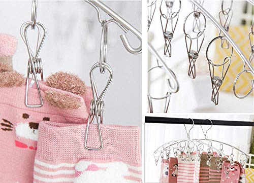 AmtBety 3 Pack Clothes Drying Rack with 12 Clips,Folding Stainless Steel Drying Hanger for Drying Socks,Drying Towels, Hat,Scarf,Diapers,Handkerchief,Bras, Baby Clothes,Lingerie,Socks,Gloves