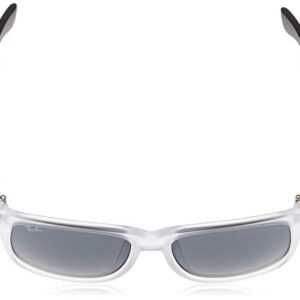 Ray-Ban RB4165F Justin Low Bridge Fit Rectangular Sunglasses, Rubber Transparent/Dark Grey, 55 mm