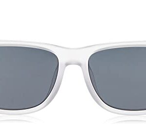 Ray-Ban RB4165F Justin Low Bridge Fit Rectangular Sunglasses, Rubber Transparent/Dark Grey, 55 mm