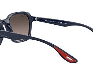 Ray-Ban Rb4343m Scuderia Ferrari Collection Square Sunglasses, Blue/Grey Mirrored Grey Gradient Polarized, 52 mm