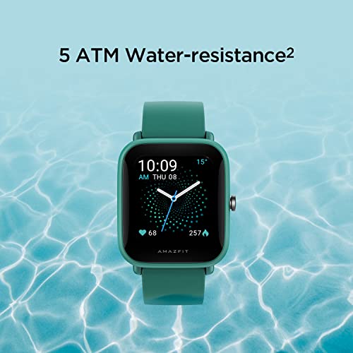 Amazfit Bip U Smart Watch Fitness Tracker for Men, 60+ Sports Modes, 9-Day Battery Life, Blood Oxygen Breathing Heart Rate Sleep Monitor, 5 ATM Water Resistant, for iPhone Android Phone (Green)