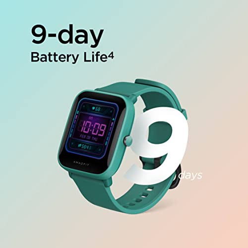 Amazfit Bip U Smart Watch Fitness Tracker for Men, 60+ Sports Modes, 9-Day Battery Life, Blood Oxygen Breathing Heart Rate Sleep Monitor, 5 ATM Water Resistant, for iPhone Android Phone (Green)