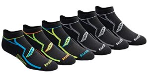 saucony men's multi-pack bolt performance comfort fit no-show socks, black (6 pairs), shoe size: 5-8