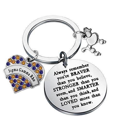 Sigma Gamma Rho Sorority Keychain Always Remember You Are Braver Than You Believe Keychain 1922 Sorority Paraphernalia Gift (Sigma Gamma Rho K)