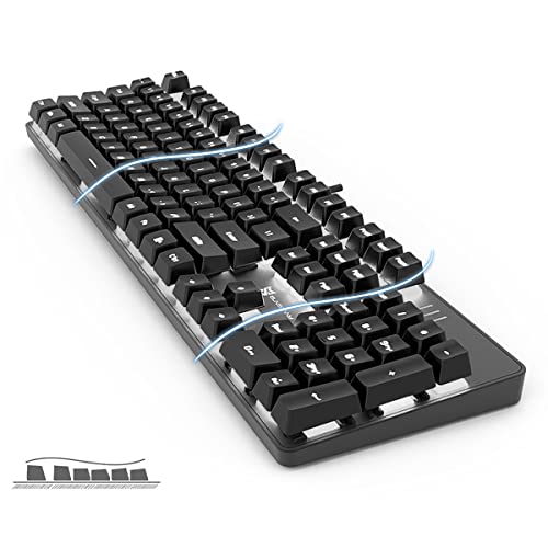 Merdia Mechanical Keyboard Gaming Keyboard with Red Switch Wired White Backlit Keyboard Full Size 104 Keys US Layout (Black)