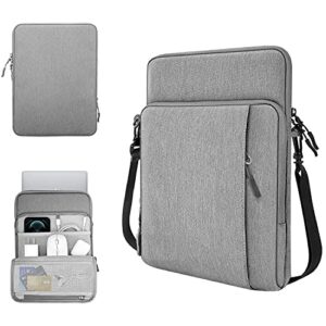 timovo 13.3-14" laptop sleeve case carrying bag with pockets for surface pro 9/8/x, macbook air 2022-2018, macbook pro m2 14" /13" m2/m1 pro/m1 max 14.2 2023-2021, galaxy tab s9+/s8+ 12.4",light gray