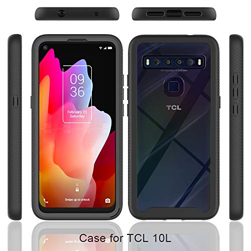 Dzxouui for TCL 10L Case,TCL 10 Lite Case,Heavy Duty 2 in 1 Protective Shockproof Bumper Hybrid Back Clear TPU Cover Phone Cases for TCL 10L / TCL 10 Lite(XK-Blue)