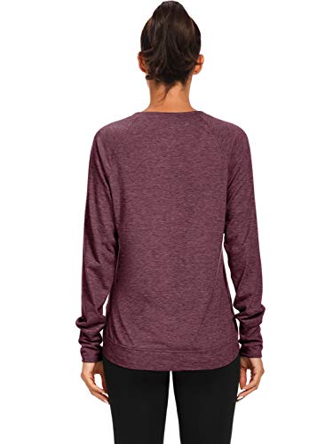 Muzniuer Long Sleeve Workout Tops for Women for Women Long Sleeve Yoga Shirts for Women Yoga Sports Running Shirt Workout Tops for Women Burgundy XL