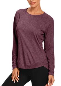 muzniuer long sleeve workout tops for women for women long sleeve yoga shirts for women yoga sports running shirt workout tops for women burgundy xl