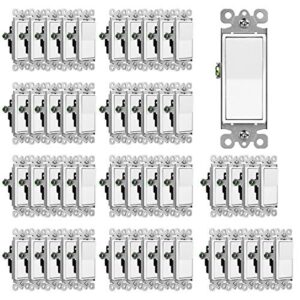 (50 pack) cml decorator wall light switch, single pole switch, 15a 120/277v, 3-year warranty, white