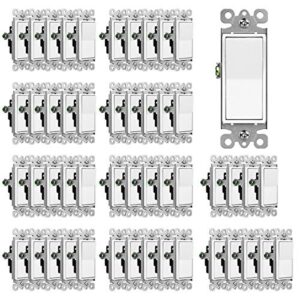 (50 Pack) CML Decorator Wall Light Switch, Single Pole Switch, 15A 120/277V, 3-Year Warranty, White