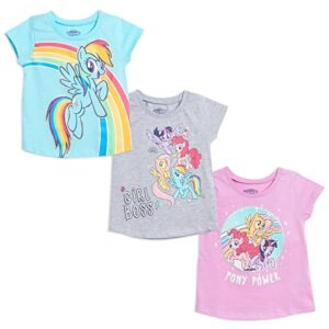 my little pony toddler girls 3 pack graphic short sleeve t-shirt grey blue purple 5t