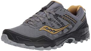saucony men's grid excursion tr12 trail running shoe, silver | gold, 10 w us
