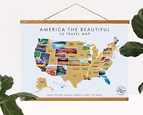 America The Beautiful USA Scratch Off Map + Magnetic Frame Kit- Interactive Travel Scratch Off Poster Reveals Beautiful Nature Photography - Beautiful Travel Map is a Great Gift for Travelers