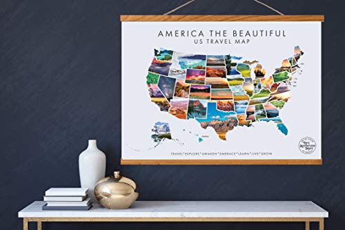 America The Beautiful USA Scratch Off Map + Magnetic Frame Kit- Interactive Travel Scratch Off Poster Reveals Beautiful Nature Photography - Beautiful Travel Map is a Great Gift for Travelers