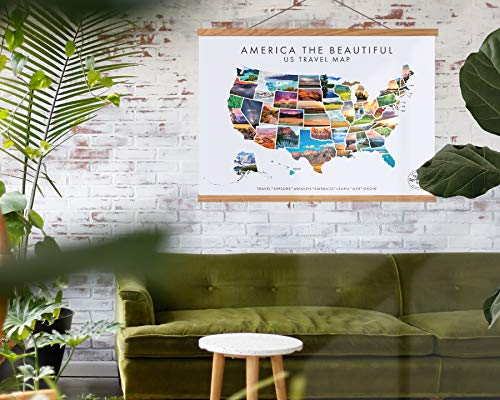 America The Beautiful USA Scratch Off Map + Magnetic Frame Kit- Interactive Travel Scratch Off Poster Reveals Beautiful Nature Photography - Beautiful Travel Map is a Great Gift for Travelers