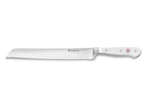 wusthof classic white 9 inch bread knife (1040201123), double serrated edge, precision forged high-carbon stainless steel blade