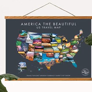 America The Beautiful USA Scratch Off Map + Magnetic Frame Kit- Interactive Travel Scratch Off Poster Reveals Beautiful Nature Photography - Beautiful Travel Map is a Great Gift for Travelers