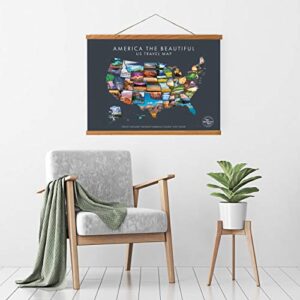 America The Beautiful USA Scratch Off Map + Magnetic Frame Kit- Interactive Travel Scratch Off Poster Reveals Beautiful Nature Photography - Beautiful Travel Map is a Great Gift for Travelers