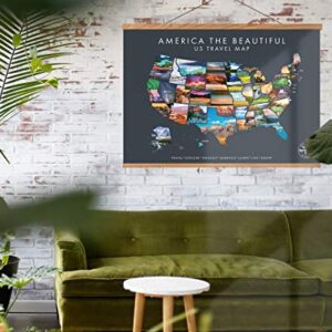 America The Beautiful USA Scratch Off Map + Magnetic Frame Kit- Interactive Travel Scratch Off Poster Reveals Beautiful Nature Photography - Beautiful Travel Map is a Great Gift for Travelers