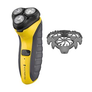 remington virtually indestructible rotary shaver 5100, electric razor for men, 100% waterproof design, yellow