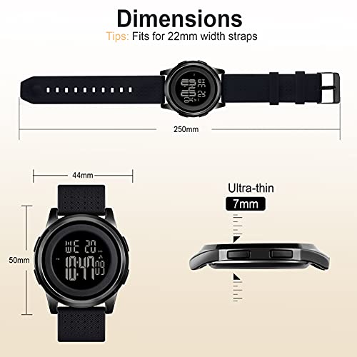 YUINK Mens Watch Ultra-Thin Digital Sports Watch Waterproof Stainless Steel Fashion Wrist Watch for Men Women