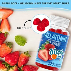 Dippin' Dots - Melatonin Sleep Support Gummies (120 Count) Strawberry Sunset Creme Flavor Chews | 2.5mg Per Gummy Sleep Supplement for Children and Adults | Supplement for faster Faster & Longer Sleep