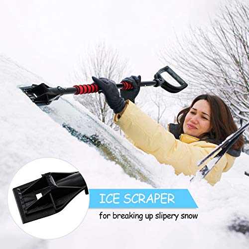 Snow Shovel Kit Removal Tools - 5 in 1 Foldable Car Snow Shovel + Snow Brush + Ice Scraper + Glove + Mini Ice Scraper, Portable Emergency Snow Remover Shovel Set for Car Truck Camping Outdoor