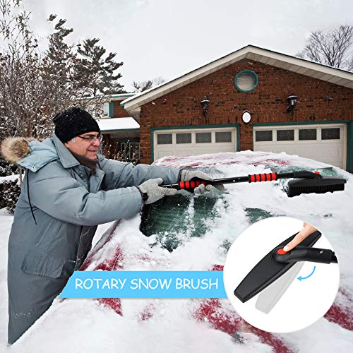 Snow Shovel Kit Removal Tools - 5 in 1 Foldable Car Snow Shovel + Snow Brush + Ice Scraper + Glove + Mini Ice Scraper, Portable Emergency Snow Remover Shovel Set for Car Truck Camping Outdoor