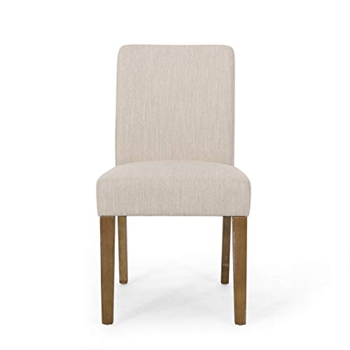 Christopher Knight Home Kuna Contemporary Upholstered Dining Chair (Set of 2), Beige, Weathered Brown