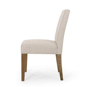 Christopher Knight Home Kuna Contemporary Upholstered Dining Chair (Set of 2), Beige, Weathered Brown