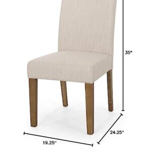 Christopher Knight Home Kuna Contemporary Upholstered Dining Chair (Set of 2), Beige, Weathered Brown