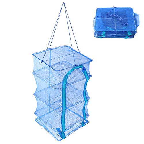 Mesh Drying Net, PE Collapsible Mesh Hanging Drying Net Anti-Fly Cage Dry Food Storage Carrying Bag for Environmentally and Scientifically Protect Dry Dried Fish and Dried Vegetables (35cm)