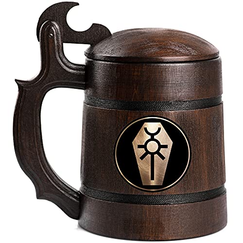 Necrons Beer Stein, Personalized 40K Wooden Beer Mug, Custom Gamer Gift, Video Gamer Tankard, Gift for Men, Gift for Him, Geek Gift