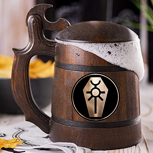 Necrons Beer Stein, Personalized 40K Wooden Beer Mug, Custom Gamer Gift, Video Gamer Tankard, Gift for Men, Gift for Him, Geek Gift